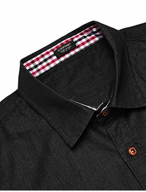 COOFANDY Men's Casual Short Sleeve Button Down Dress Shirt Denim Work Shirts