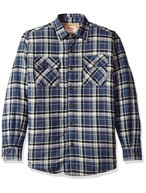 Wrangler Authentics Mens Long Sleeve Sherpa Lined Shirt Jacket, Mood Indigo, Medium