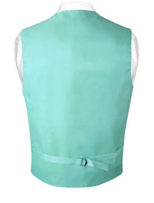 Men's Paisley Design Dress Vest & Necktie Aqua Green Color Neck Tie Set