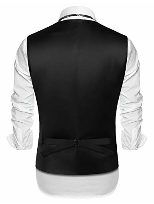 COOFANDY Mens V-Neck Sleeveless Slim Fit Vest,Jacket Business Suit Dress Vest