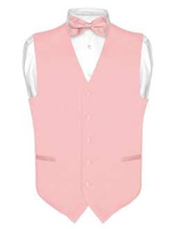 Men's Dress Vest & Bowtie Solid Dusty Pink Color Bow Tie Set for Suit or Tuxedo
