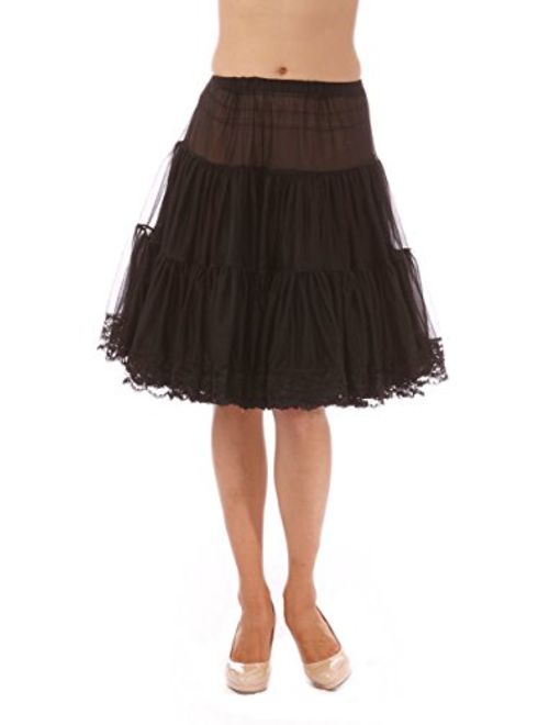 Malco Modes Zooey Luxury Chiffon Adult Petticoat Slip, Lace Trim, Adjustable