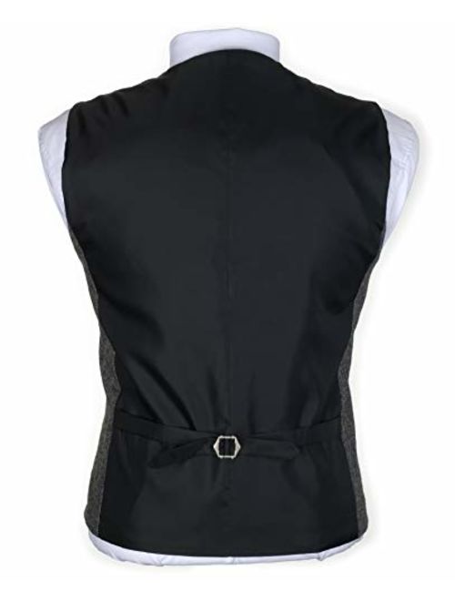 Ruth&Boaz 2Pockets 5Buttons Wool Herringbone Tweed Business Suit Vest