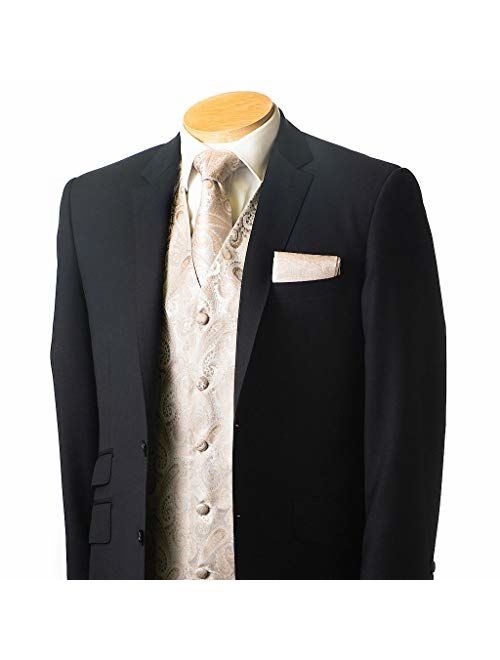 Oliver George 4pc Paisley Vest Set,Vest,Necktie, Bow-Tie, Handkerchief Set