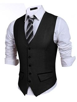 JINIDU Mens Slim Fit Dress Vest Business Suit Vest Formal Wedding Waistcoat