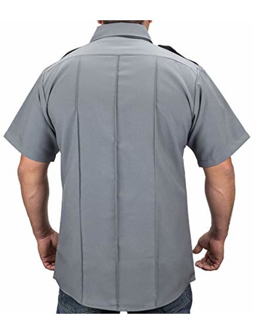 First Class 100% Polyester Two Tone Short Sleeve Men's Uniform Shirt