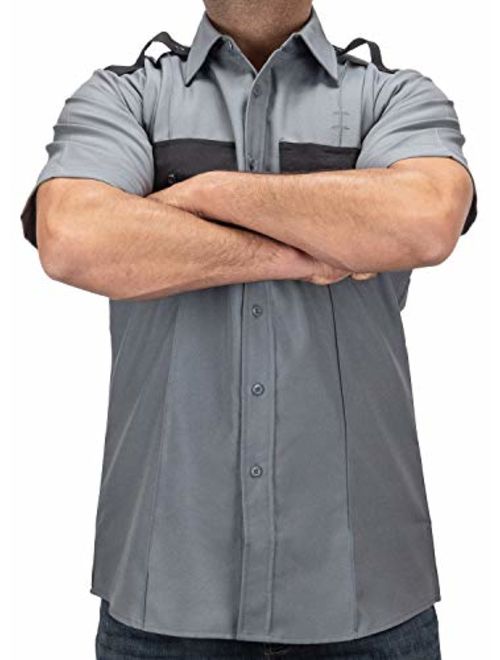 First Class 100% Polyester Two Tone Short Sleeve Men's Uniform Shirt