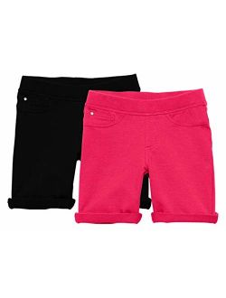 KIDPIK Shorts for Girls - 2 Pack Kids 5 Pocket Knit Bermuda Spring or Summer Shorts