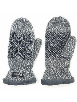 Bruceriver Women Snowflake Knit Mittens with Warm Thinsulate Fleece Lining Size M (Grey)