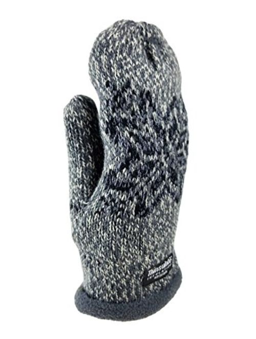 Bruceriver Women Snowflake Knit Mittens with Warm Thinsulate Fleece Lining Size M (Grey)
