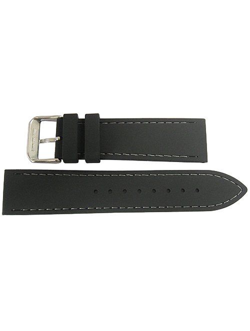 Fluco 20mm Black Silicone Rubber Grey-Stitch Watch Strap