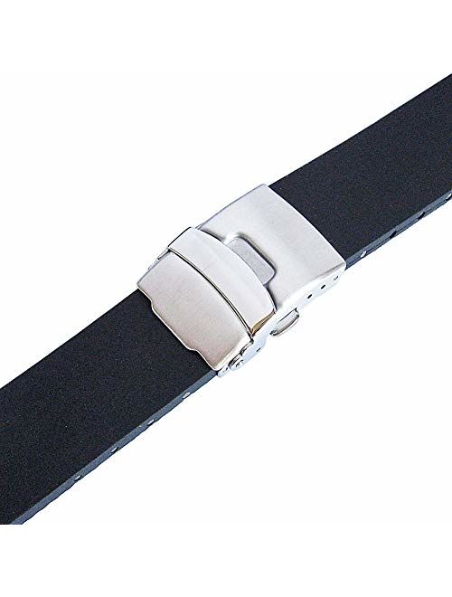 Bonetto Cinturini 22mm Black Rubber Watch Strap Model 300L