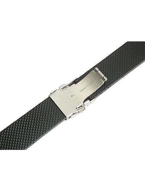 Bonetto Cinturini 22mm Black Rubber Watch Strap Model 300L
