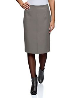 oodji Collection Women's Faux Leather Straight Skirt