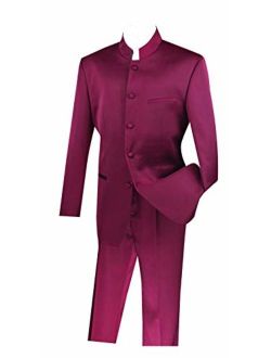 VINCI Men's 5 Button Single Breasted Classic Fit Banded Collar Suit 5HT
