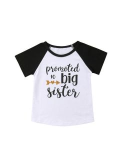 Toddler Baby Girls Summer T-shirt -Promoted to big sister Print Graphic Tee Tops