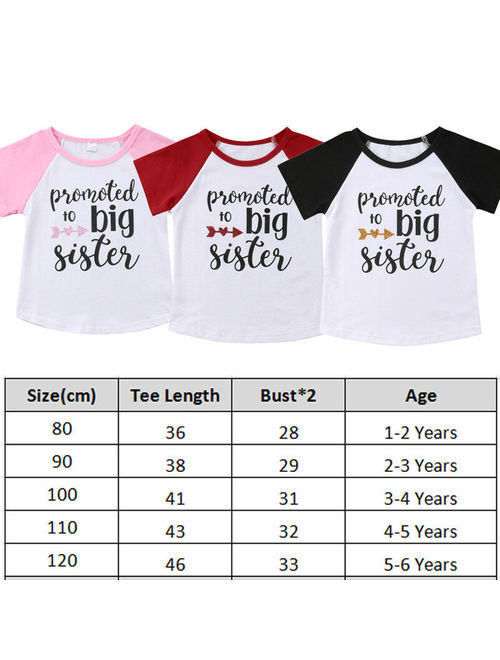Toddler Baby Girls Summer T-shirt -Promoted to big sister Print Graphic Tee Tops