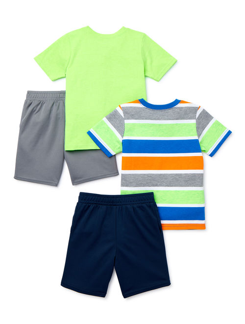 Garanimals Baby Toddler Boy Graphic/Stripe T-Shirts & Shorts, 4pc Outfit Set