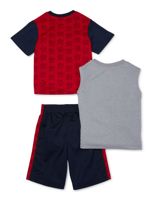 Paw Patrol Toddler Boy T-shirt, Tank Top & Mesh Shorts, 3pc Active Outfit Set