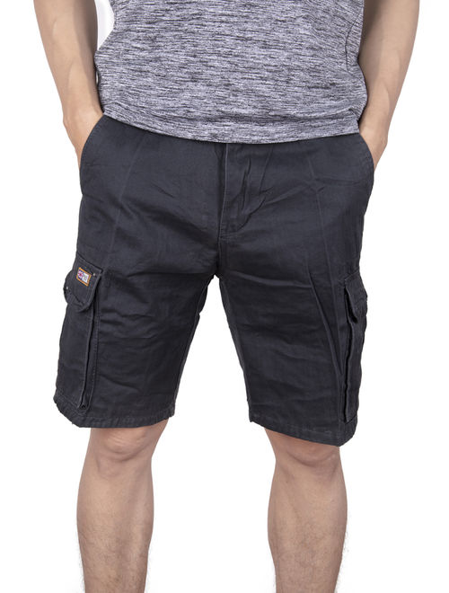 LELINTA Men's Shorts Classic Twill Cotton Fit Perfect Cargo Short - Big and Tall Sizes Grey