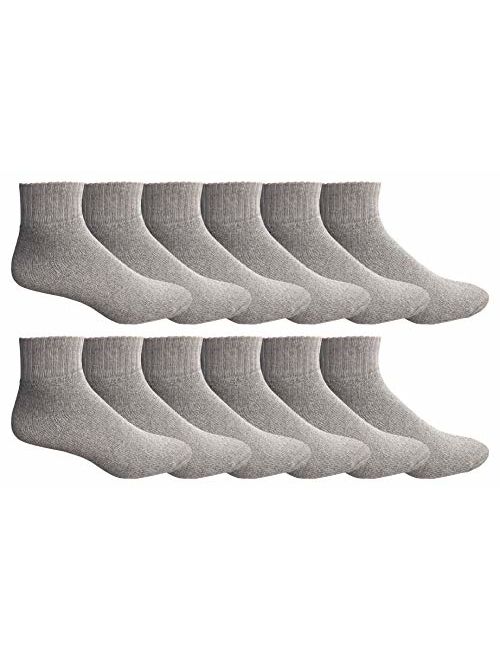 Yacht & Smith 12 Pairs Mens Value Pack Ankle Athletic Sports Socks, by SOCKS'NBULK (10-13 (Men's)) (Gray, 10-13 (Mens))