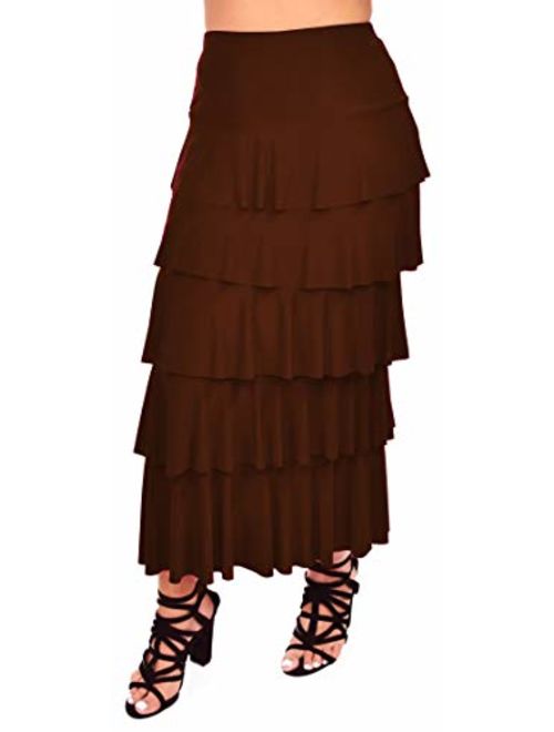 Dare2BStylish Women Boho Waterfall Tiered Layered Maxi Skirt | Reg & Plus Sizes