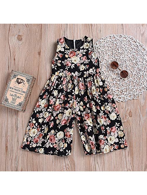DuAnyozu Toddler Kids Little Girls Off Shoulder Jumpsuits Rompers Spring Summer Ruffle Overalls Beach Outfits