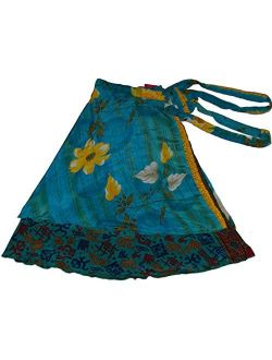 Wevez Women's Lot of Pack of 5 Silk Sari Skirts, Medium, Assorted