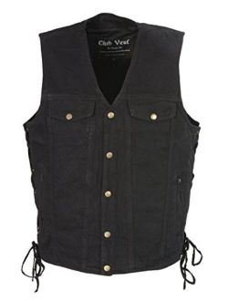 Club Vest MEN's Collarless Denim with Hidden Zipper(Black, 10X), 1 Pack
