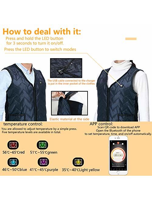 YZFDBSX Heated Vest with App Control and 8 Heating Elements(no Battery)