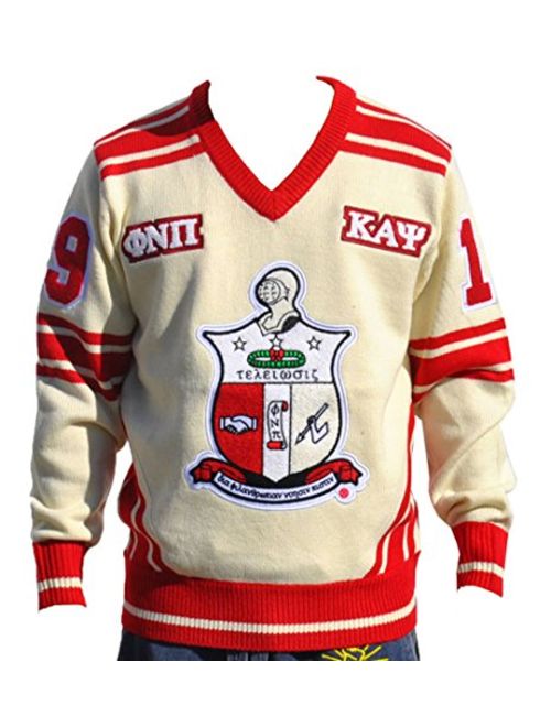 Kappa Alpha Psi Fraternity Men's Wool V-Neck Sweater Cream Color