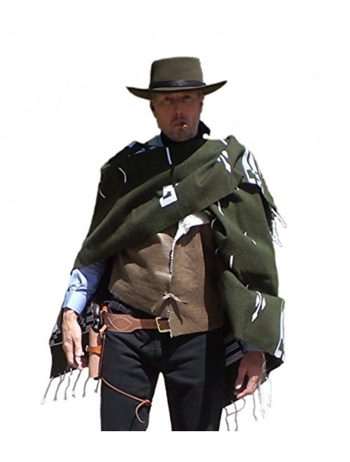 Straightline Clint Eastwood Style Spaghetti Western Cowboy Olive Green Poncho Movie Prop - Great Gift