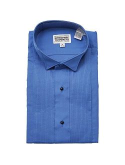 Factory Outlet Men's 1/8" Wing Tip Collar Royal Blue Tuxedo Shirt