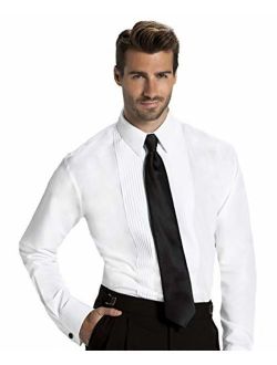 Men's Fitted 1/4 Inch Pleated Tuxedo Shirt, Laydown Collar - Style Jake