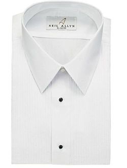 Men's Tuxedo Shirt Poly/Cotton Laydown Collar 1/8 Inch Pleat (19.5-34/35) White