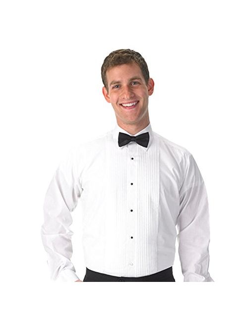 Neil Allyn Men's Tuxedo Shirt Poly/Cotton Laydown Collar 1/8 Inch Pleat (20-36/37) White