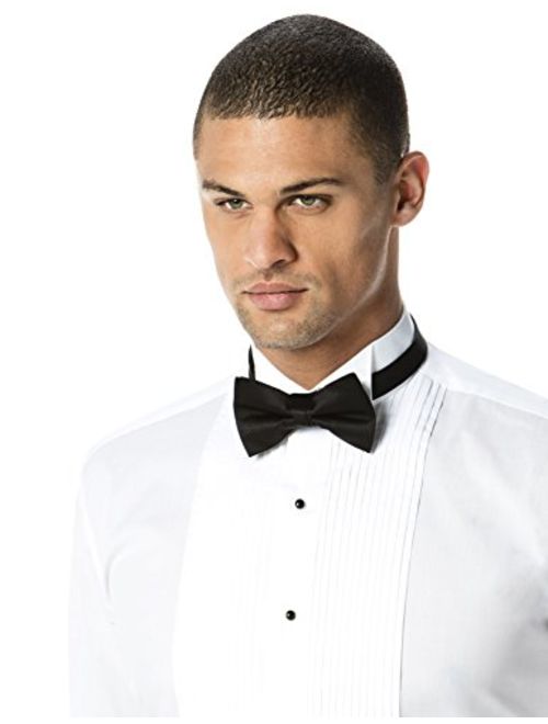 Style Frankie Luxe Microfiber Men's Fitted Wing Collar Convertible Cuff Tuxedo Shirt 