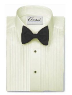 Classix Men's Tuxedo Shirt - 1/4 Inch Pleat Laydown Collar, Ivory