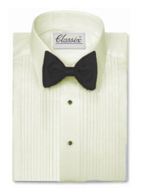 Buy Classix Men's Tuxedo Shirt - 1/4 Inch Pleat Laydown Collar, Ivory ...