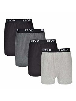 Mens Cotton Solid Elastic Waist Knit Boxers 4-pack