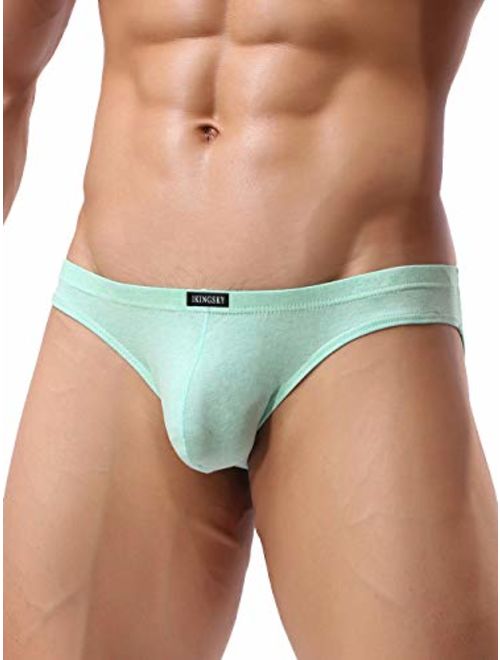 iKingsky Men's Cotton Pouch Bikini Underwear Sexy Low Rise Briefs