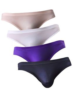 NEIKU Men's Soft Low Rise Seamless Smooth Briefs Breathable Underwear 4 Pack XS