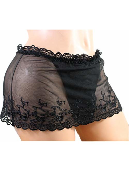 aishani Sissy Pouch Panties Girly Skirted mesh Thong Bikini Underwear Sexy for Men HQ