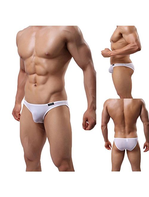YuKaiChen Men's Briefs Low Rise Ice Silk Bikinis Seamless Underwear