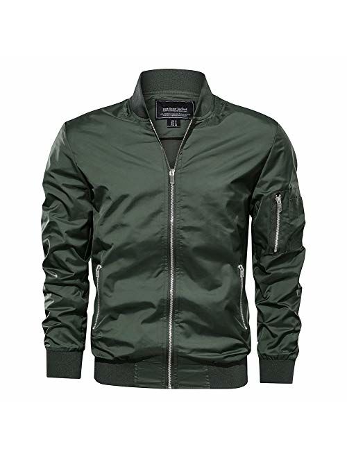 TACVASEN Mens Jacket-Lightweight Casual Spring Fall Thin Bomber Zip Pockets Coat Outwear