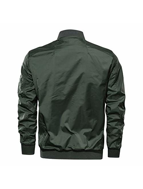 CRYSULLY Men's Spring Fall Casual Windbreakers Coat Thin Lightweight Bomber Jackets Outerwear