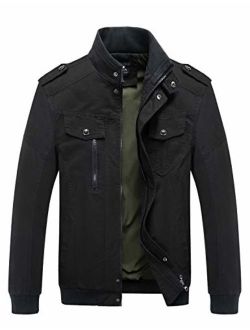 ZENTHACE Men's Relaxed-Fit Lightweight Casual Full Zip Military Jacket