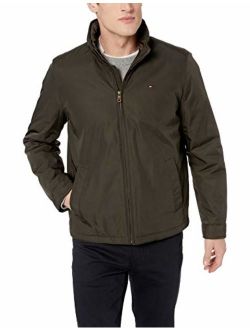 Men's Poly-Twill Stand Collar Zip Front Jacket