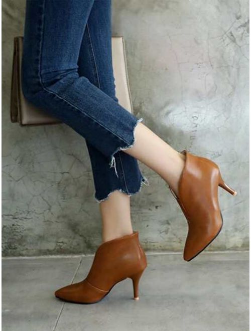 V Cut Stiletto Heeled Boots