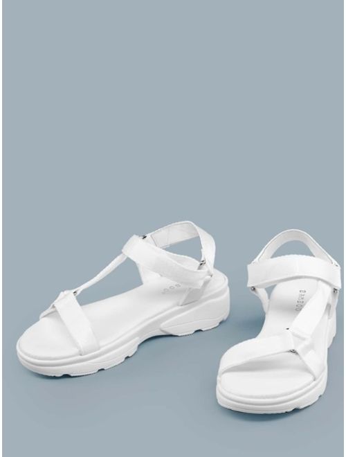 Footbed Sole Strappy Velcro Sandals